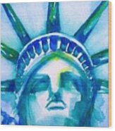 Statue Of Liberty Head Abstract Wood Print