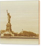 Statue Of Liberty Old Yellow Wood Print