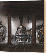 Steam Locomotives In The Roundhouse Of The Durango And Silverton Narrow Gauge Railroad In Durango Wood Print