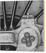 Steam Engine Wheel Bw Wood Print