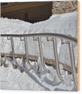 Steel Hand Rail In Snow Wood Print