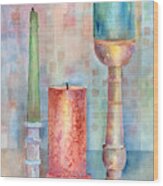 Still Life Of Candles Wood Print