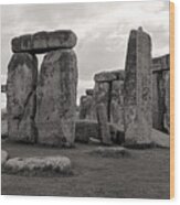 Stonehenge England-black And White Wood Print