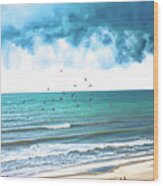 Storm Clouds Over Daytona Beach Wood Print