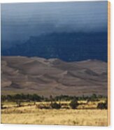 Storm Over The Great Dunes Colorado Wood Print