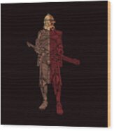 Stormtrooper Samurai - Star Wars Art - Red Brown Wood Print