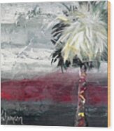 Stormy Horizons Palm Tree Wood Print