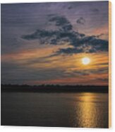 Stormy Sunset Over Belleville Lake Wood Print