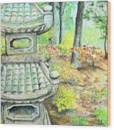 Strolling Through The Japanese Garden Wood Print