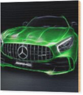 Stylized Illustration 2017 Mercedes Amg Gt R Coupe Sports Car Wood Print