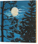 Summer Full Moon Wood Print