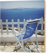 Summer Relax At Santorini Wood Print