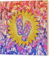 Summer Sunshine And Purple Flip-flops Wood Print