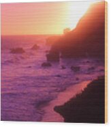 Sun Setting At El Matador Beach Wood Print