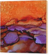 Sundown - Abstract Landscape Painting Wood Print by Michelle Wrighton