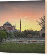 Sunrise At Hagia Sophia Wood Print