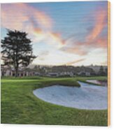 Sunrise At Pebble Beach Golf Course Wood Print