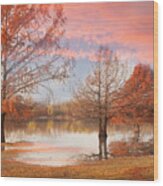 Sunrise At The Lake Worth Wood Print