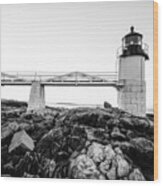 Marshall Point Lighthouse Shoreline Wood Print