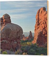 Sunrise In Arches National Park Wood Print