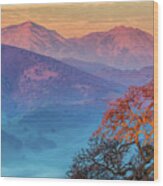 Sunrise Light On Mt. Diablo Wood Print