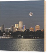 Moonrise Over Miami Wood Print