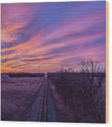 Sunrise On The Train Tracks 3-24-2018 Wood Print