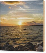 Sunset At Cedar Key Wood Print