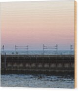 Sunset At Diversey Harbor Wood Print