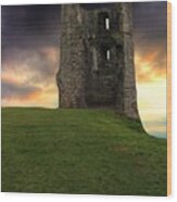 Sunset At Hadleigh Castle Wood Print