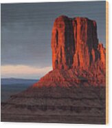 Sunset At Monument Valley Wood Print