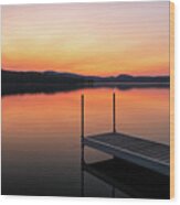 Sunset At New Hampshire Back Lake Wood Print