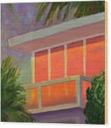 Sunset At The Beach House Wood Print