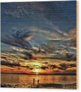 Sunset At The Waters Edge Wood Print
