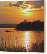 Sunset Boater, Smith Mountain Lake Wood Print
