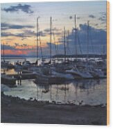 Sunset Dock Wood Print