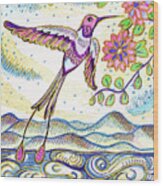 Sunset  Hummingbird Wood Print