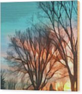 Sunset In The Country Wood Print