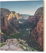Sunset In Zion National Park Wood Print