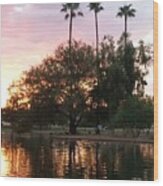 Sunset Island In Chaparral Lake Vertical Wood Print