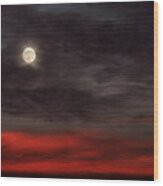 Sunset Moon Wood Print