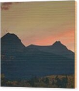 Sunset Mountain Silhouette Wood Print