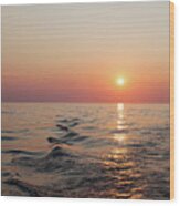 Sunset On Lake Michigan Wood Print