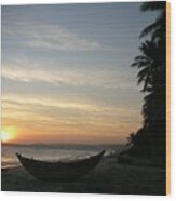 Sunset On The Beach In Vietnam Wood Print