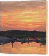 Sunset On Wells Harbor Wood Print