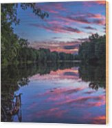 Sunset On The Wallkill River Wood Print
