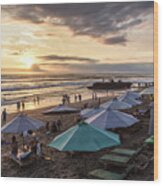 Sunset Over Canggu Beach In Bali Wood Print