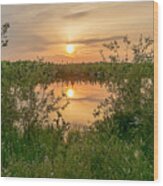 Sunset Over Fiddlers Lake Wood Print