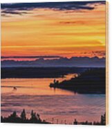 Sunset Over Hail Passage On The Puget Sound Wood Print