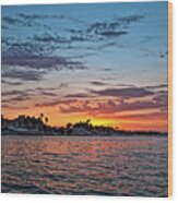 Sunset Over Huntington Harbour Wood Print